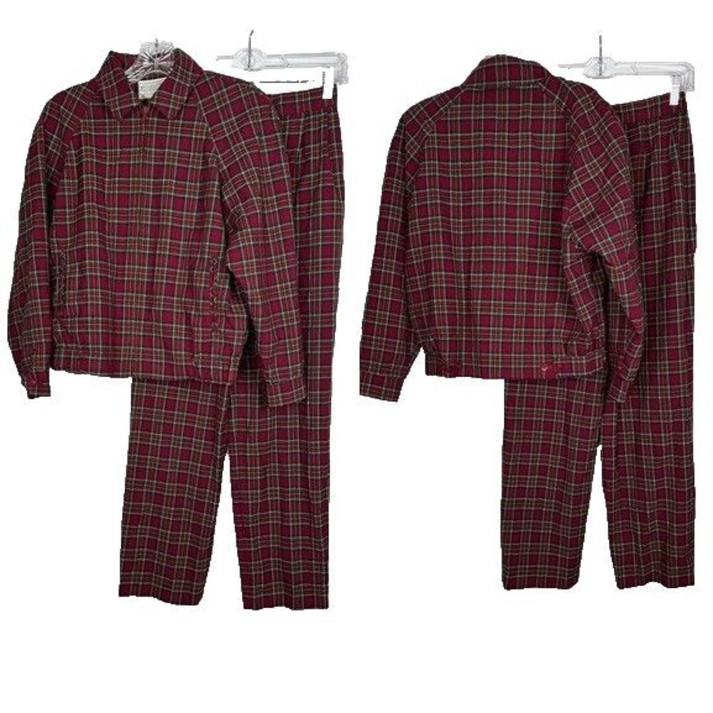 Vintage Pendleton Red Wool Royal Stewart Tartan Jacket Pants Set Size S/8
